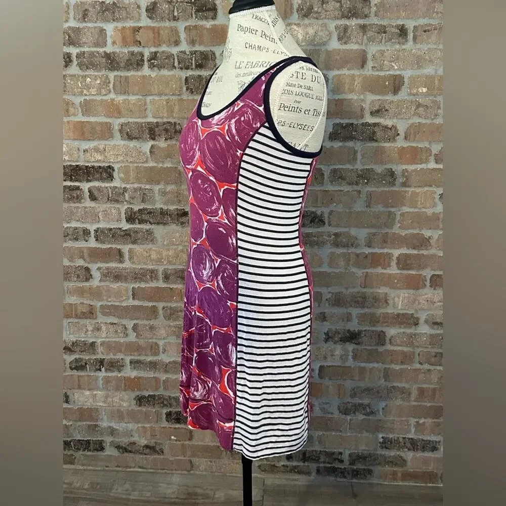 Tory burch Allison knit tank dress lightweight purple stripes abstract sz XS